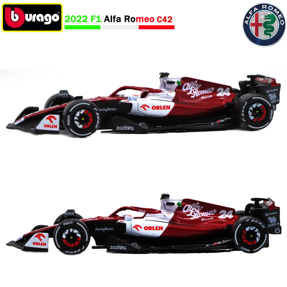 Bburago 2022 F1 Alfa Romeo C42 #77 Valtteri Bottas #24 Guanyu Zhou 1:43 F1 Alloy Car Model Toy Gifts For Adults