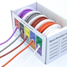  Heat Resistant Soft Silicone Wire 5 Colors in A Box Kit 30/28/26/24/22/20/18AWG Stranded Cable Electrical Tinned Copper Wire 