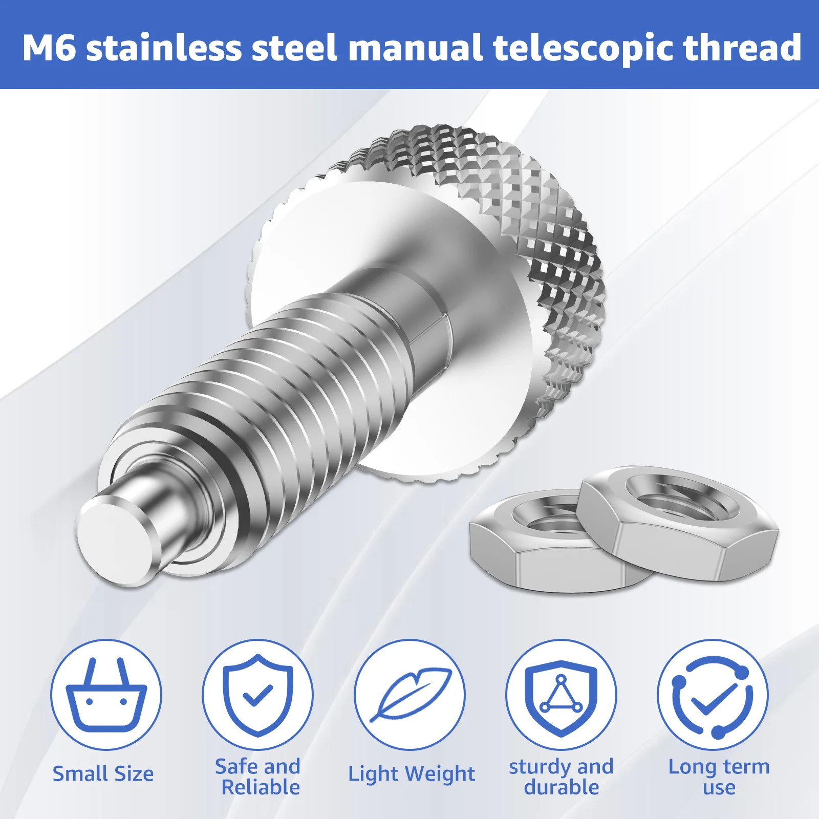 M6 Quick Release Pins Stainless Steel Hand Retractable Spring Plunger Knurled Knob Plungers Self-locking Screw Bolts With Nuts