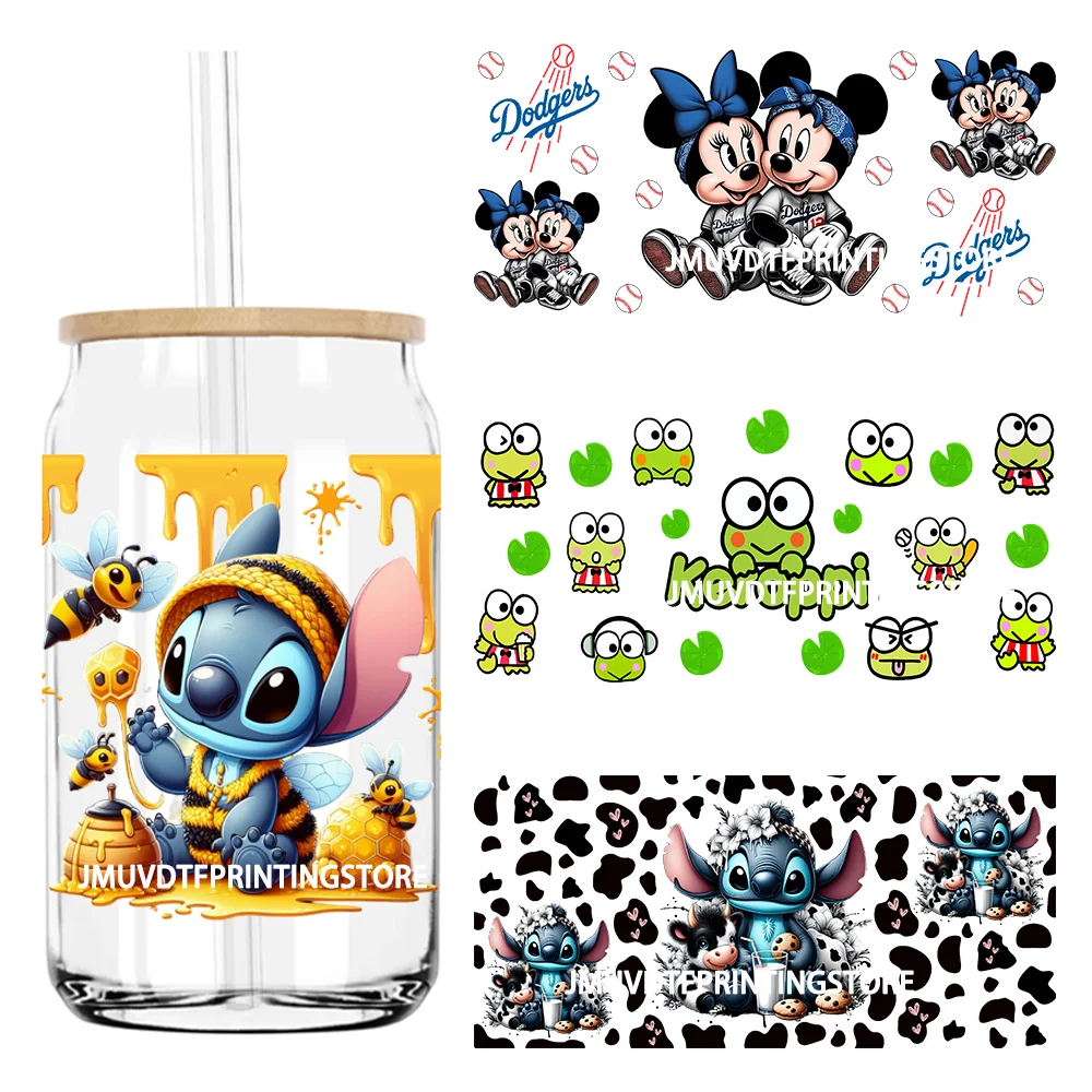 Cartoon Stickers 16OZ UV DTF Cup Wrap Transfers for Libbey Glass Can