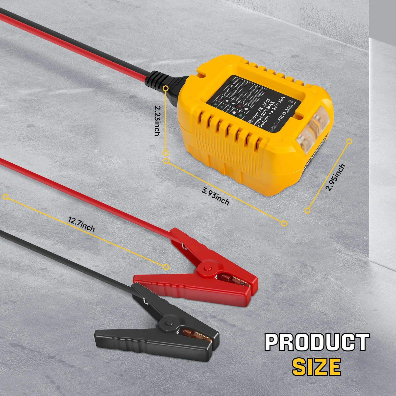 10AWG Jumper Cables with Adapter for Dewalt 20V Battery Portable Jumper Starter