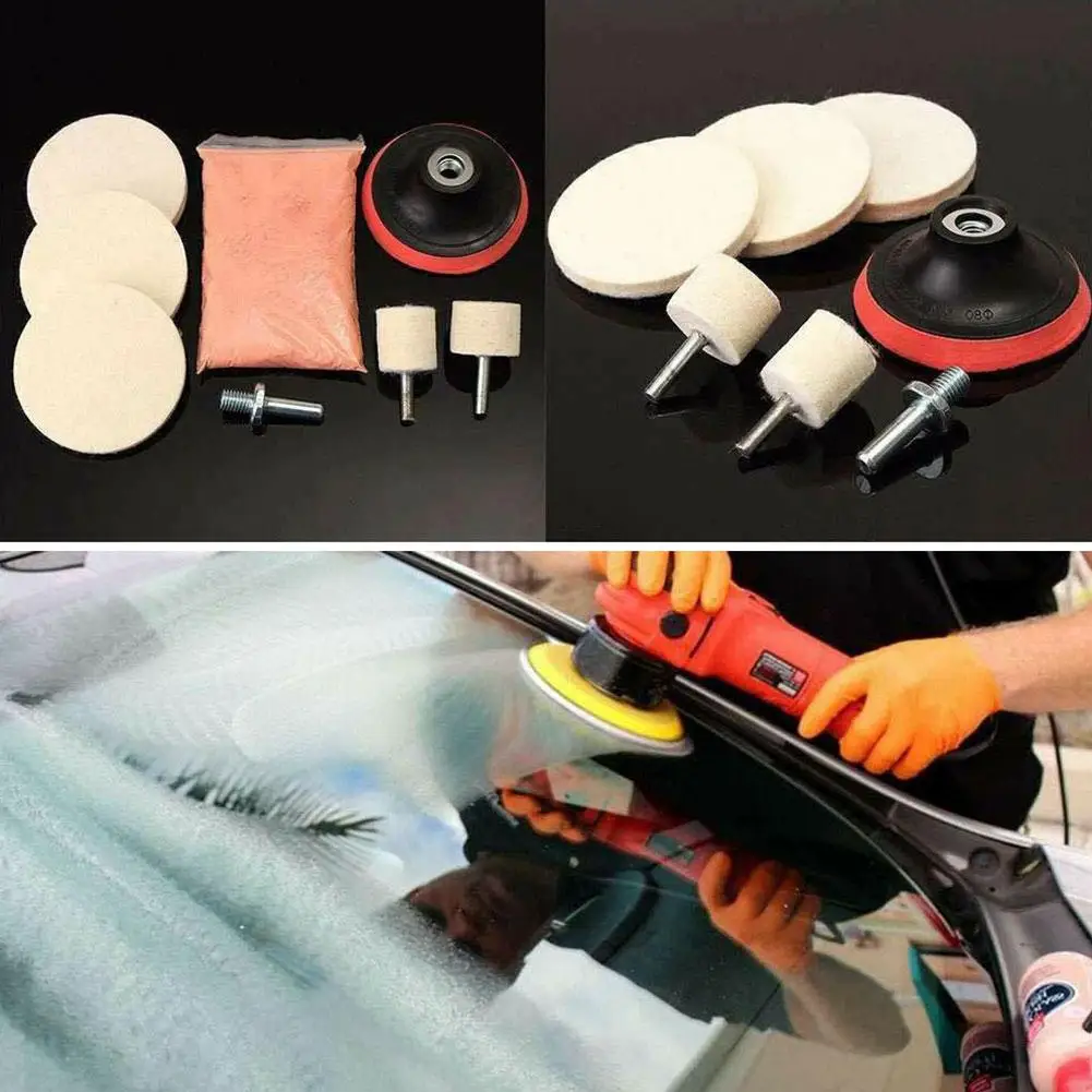 Glass Polishing Kit 8Pcs/Set 4 OZ Cerium Oxide Powder Watch Glass Screen Windows Scratch Removal Polishing Backing Pad