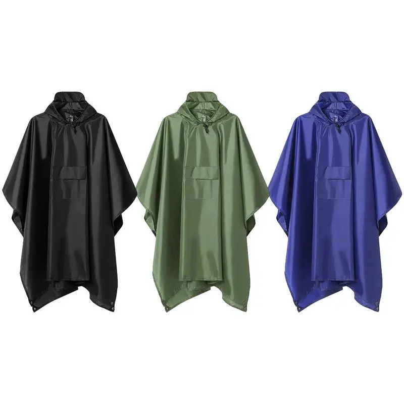 

PU Rain Poncho With Hood Waterproof Raincoat For Adults Multifunctional Poncho With Pocket & Storage Bag For Camping Hiking