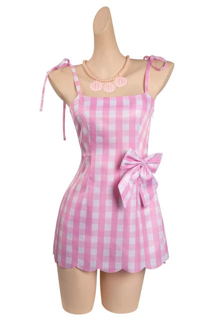 Traje Cosplay Feminino  Vestido de saia xadrez rosa vestido de