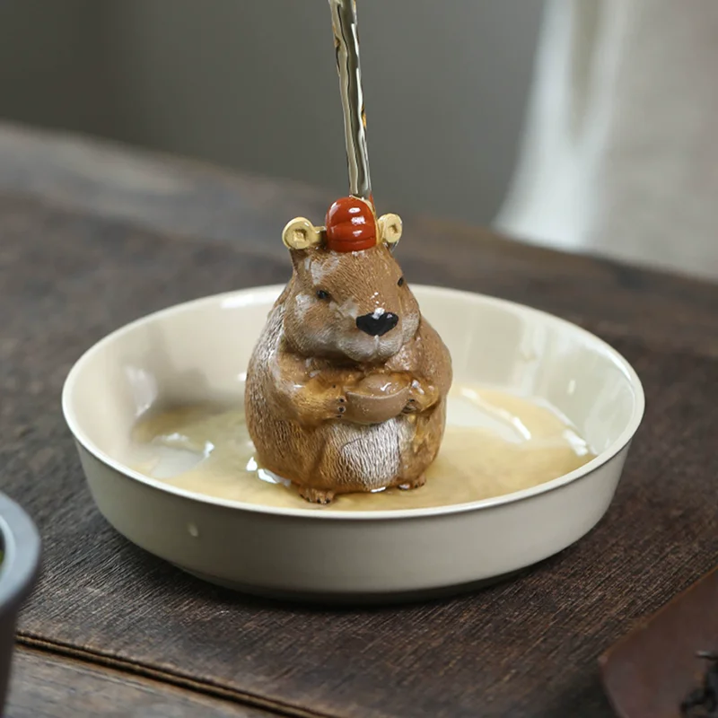 Yixing Zisha Clay Figurine, Creative Raiseable Tea Table Ornament for Tea Ceremony, Novelty Tea Set Accessory