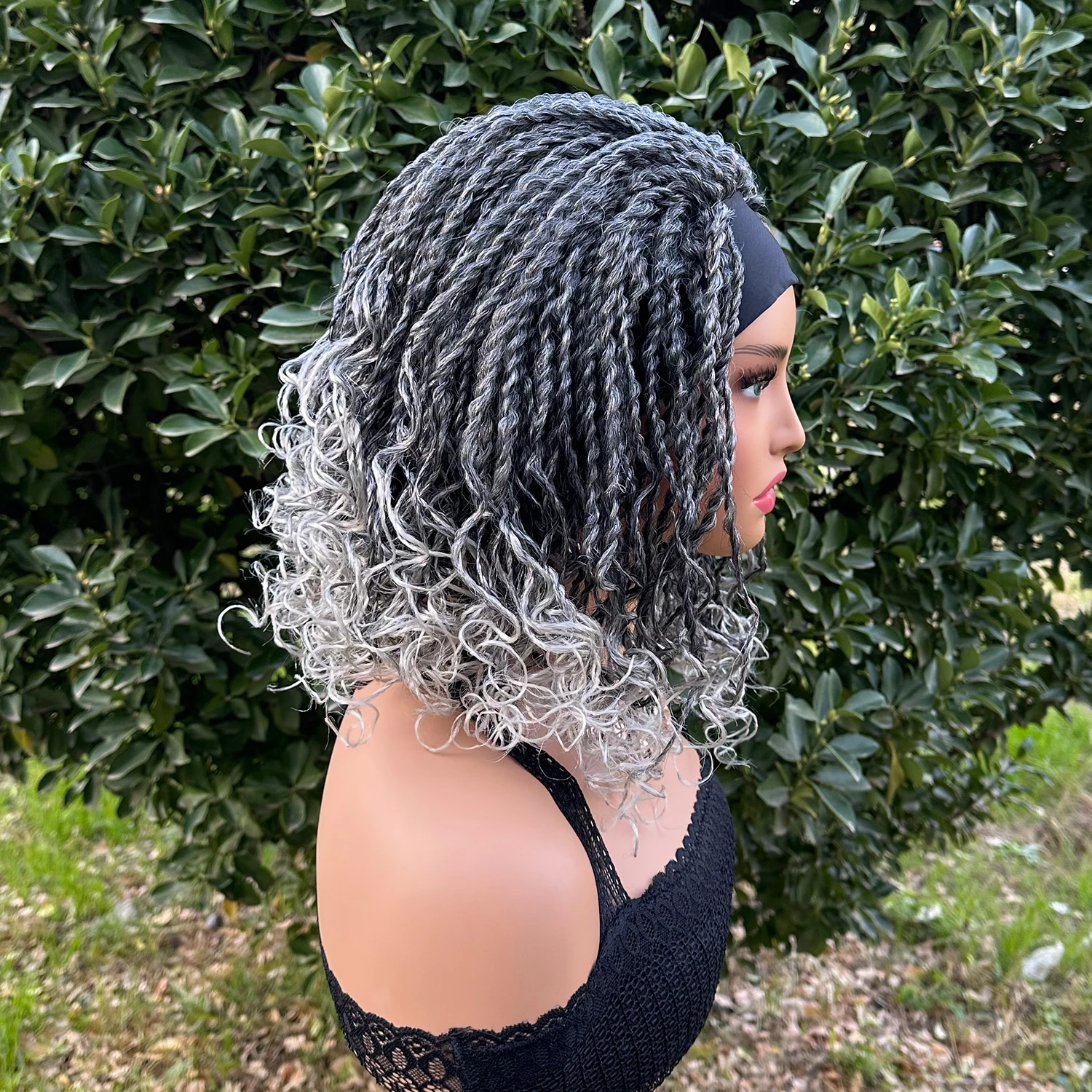 Short Synthetic Braided Headband Wigs For Black Women Box Braided Headband Bob Wig African Braiding Hair Headband Bob Wig