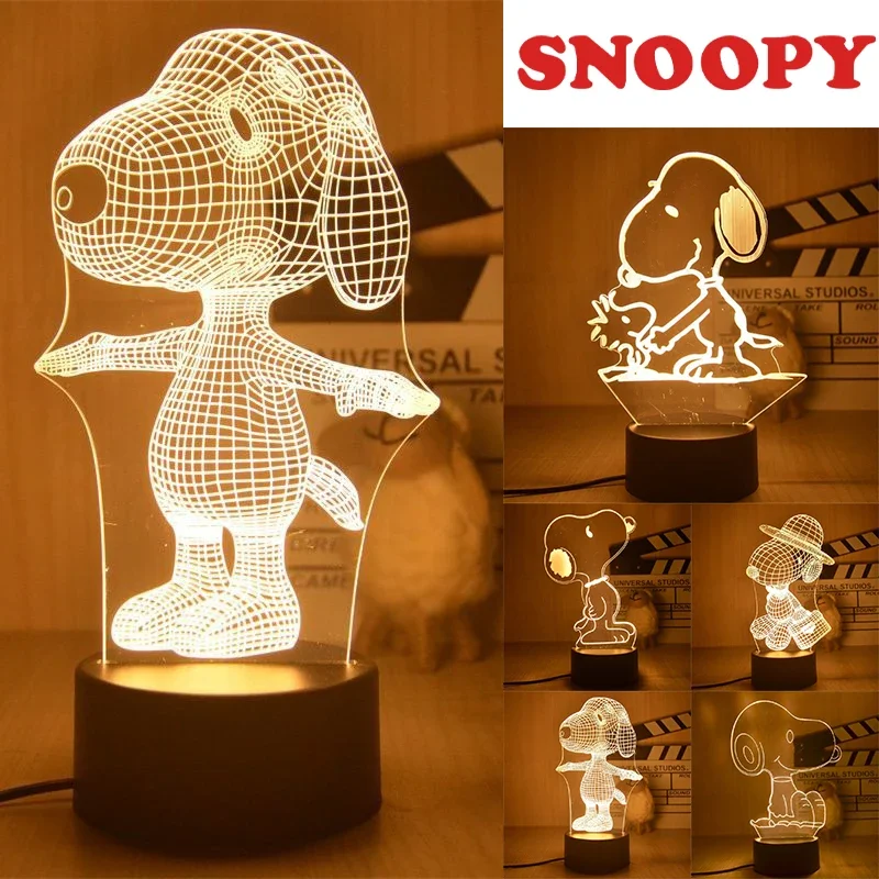 SnoopyNightLightAnime3DVisualLEDFiguresModelDeskLamp