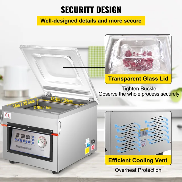SucceBuy DZ-260C Chamber Vacuum Sealer Kitchen Food Packing Sealing Machine 110V Packaging for Food Saver Home Commercial Using 6