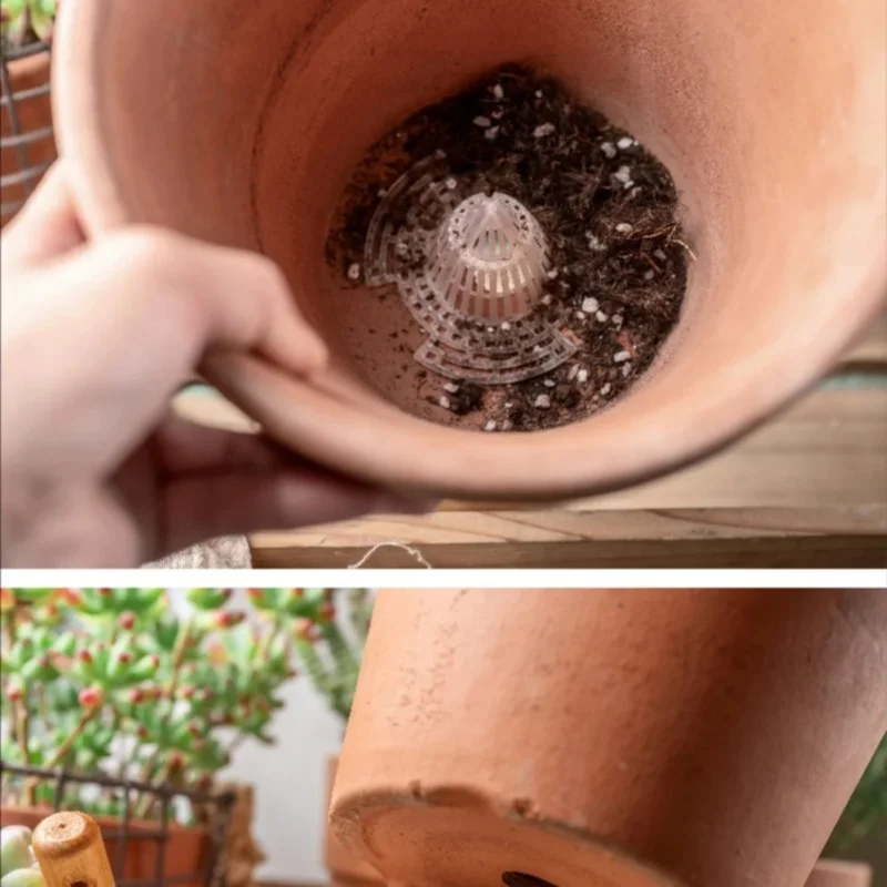 Flowerpot Gasket 10pcs Leakproof Flower Pot Hole Mesh Cup Conical Bonsai Pot Bottom Net Coniform Grid Mat Anti-Rot Root Filter Cover Hole Pad