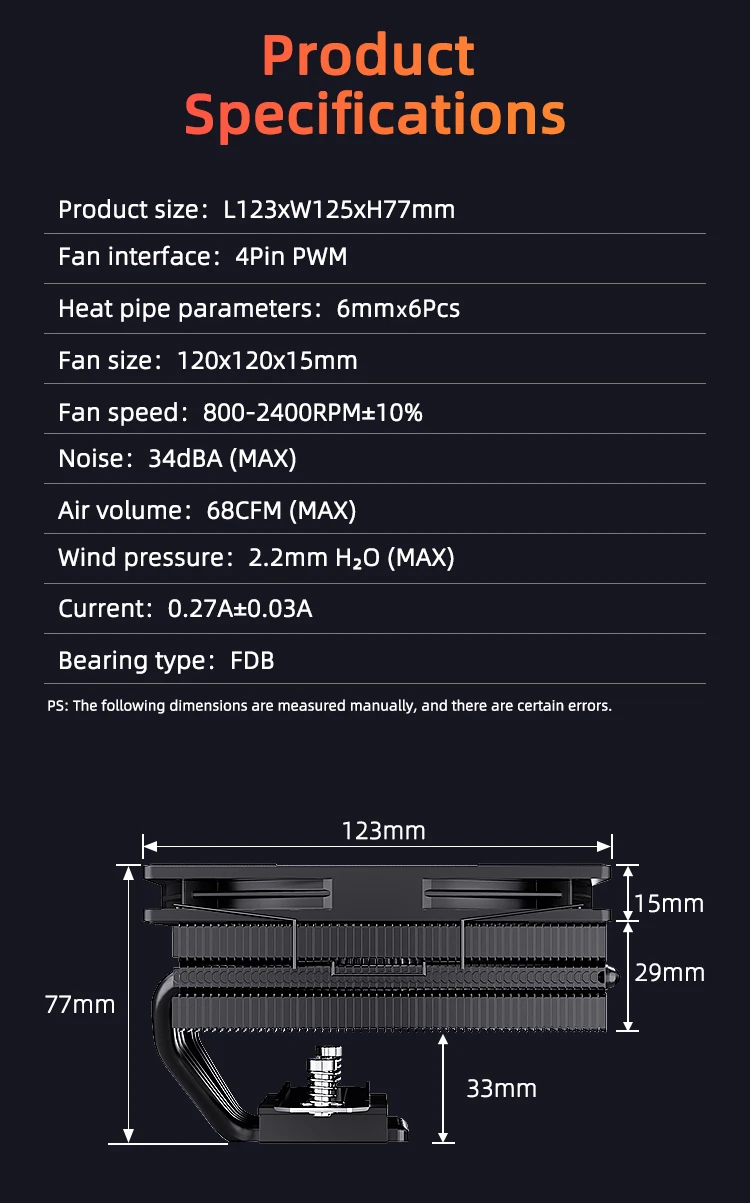 UT Series Tiny Titan Air Cooling Radiator Cooler Low Noise Avoid Memory CPU Fan