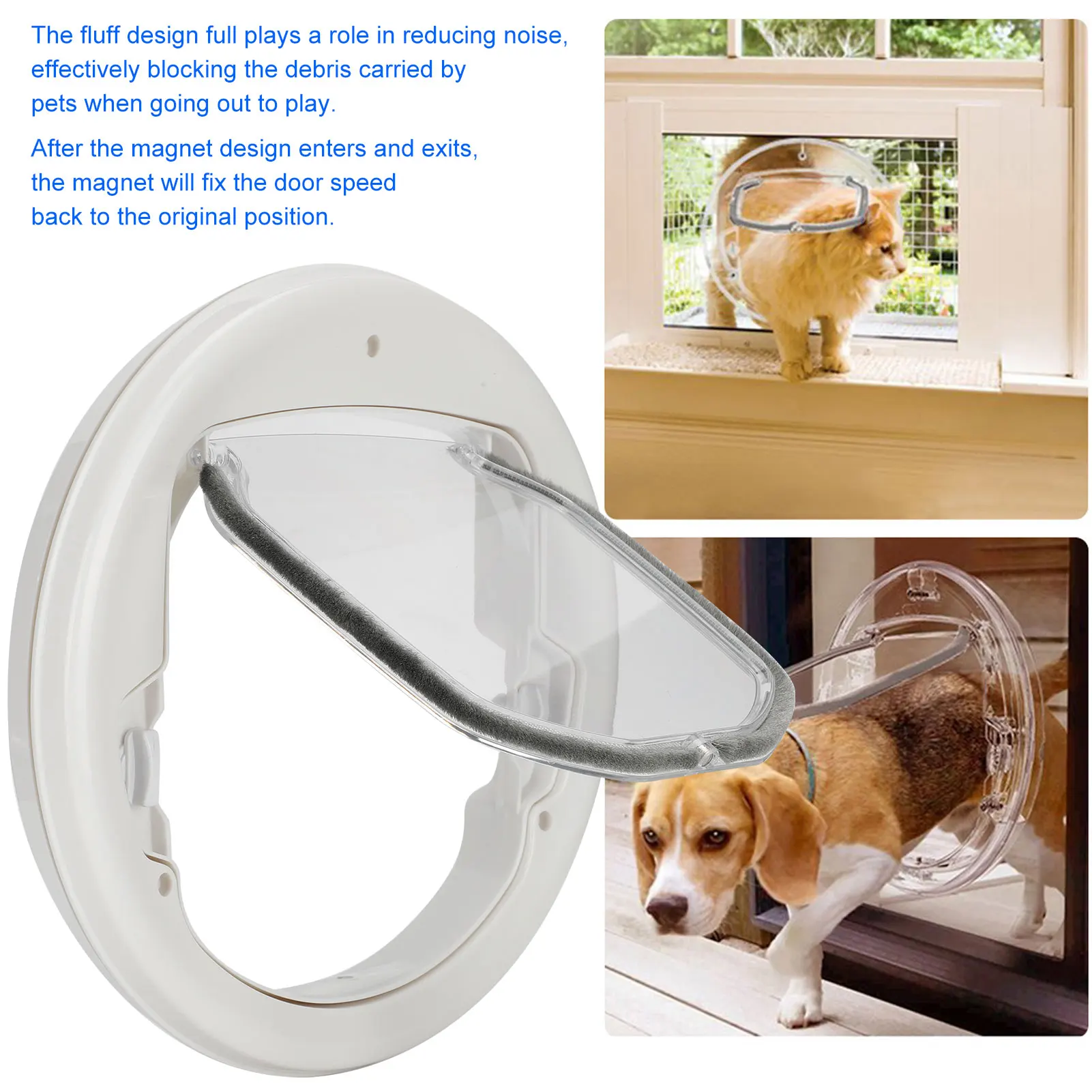 Weatherproof Two-way In Out Pet Dog Cat Flap Magnet Door Round