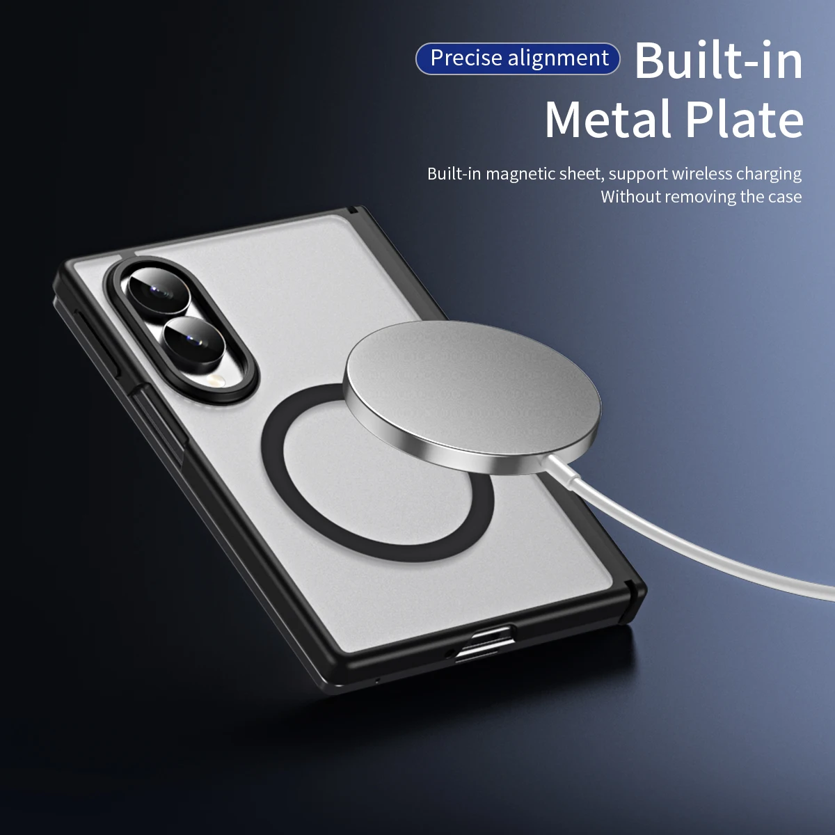 Magnetic Matte Foldable Phone Case with Transparent Hinge Protection