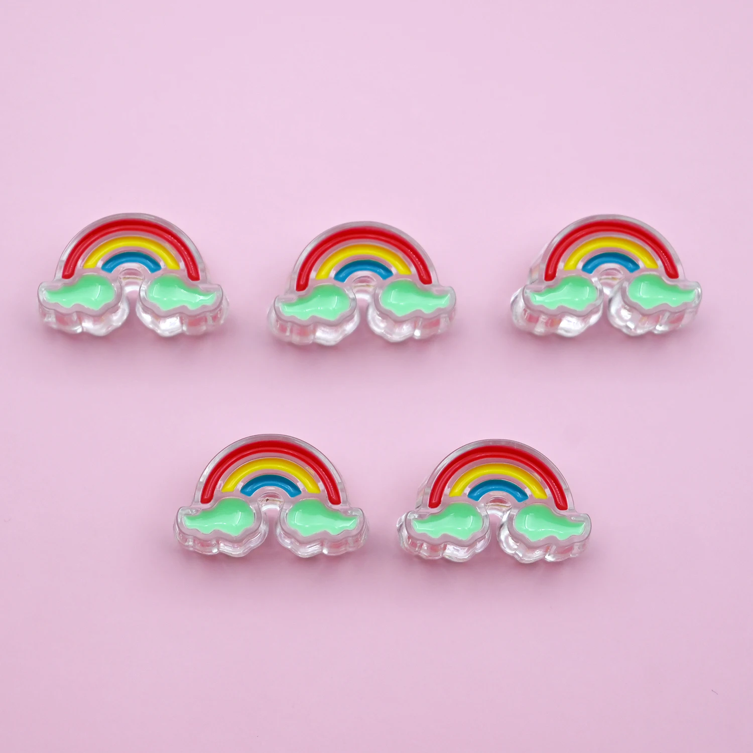 Rainbow Cloud Acrylic Beads for DIY Craft Accessories
