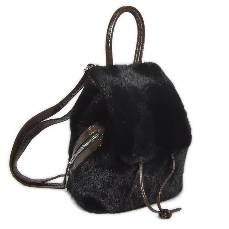 Fashion Design Women's Fur Backpack New Luxury Mink Fur Backpack Autumn And Winter Trend Single Shoulder Crossbody Bag