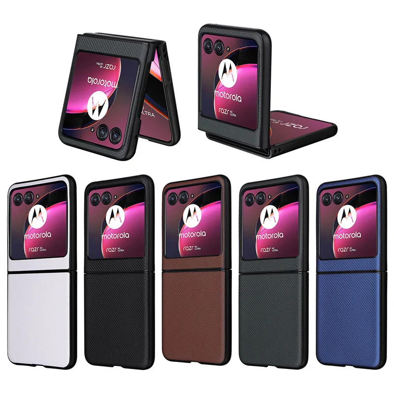 Luxurious Carbon Fiber Slim PU Leather Phone Case - Premium Book Cover for Motorola Razr 40 Ultra