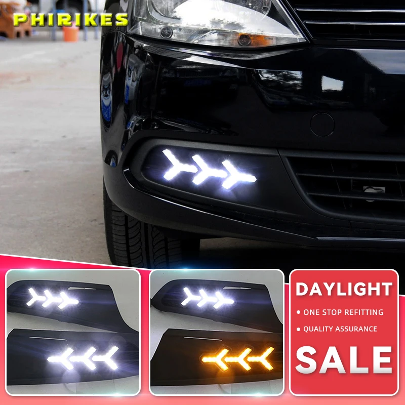 

1 комплект 12 в светодиодный одов для Volkswagen VW Jetta Sagitar 2012 2013 2014 DRL дневные ходовые огни дневного света ABS противотуманная фара крышка