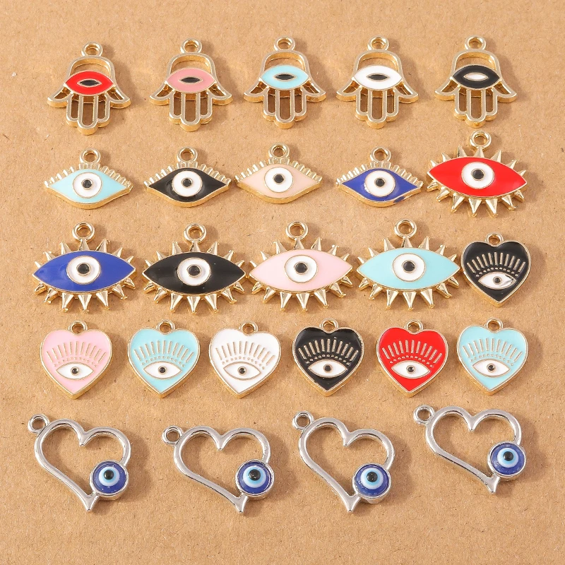 10 stücke Emaille Truthahn Glück bösen Blick Charms Anhänger für Schmuck Herstellung Ohrringe Halskette Armband DIY Zubehör liefert – Detail 1