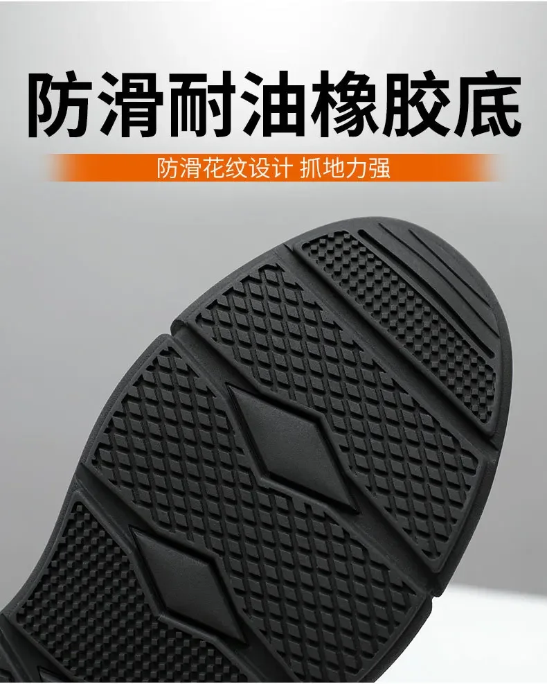 Black Leather Men Waterproof Shoes Work Safety Shoes Steel Toe Men Sneakers Wear-resistant Indestructible Construction Man Boot
