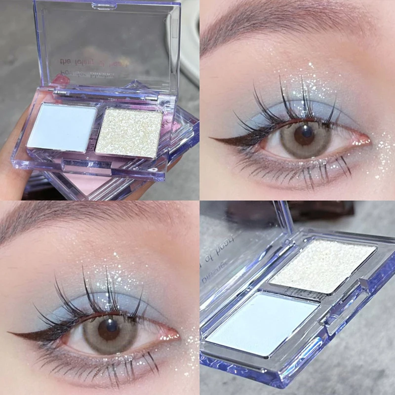 Smokey Blue Eyeshadow Palette Matte Pearl Gray Pink Rose Low Saturation Eye Shadow