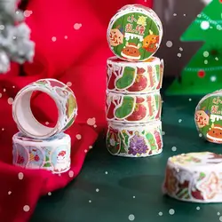 Rouleau de papier Washi, 1 rouleau, ruban adhésif découpé, dessin animé de noël, autocollants de décoration de compte, matériel à main J1n7 