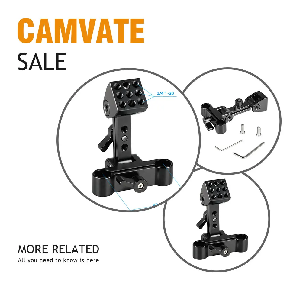 Adjustable Monitor Support Bracket With Dual 15mm Rod Clamp For Camera Monitor C