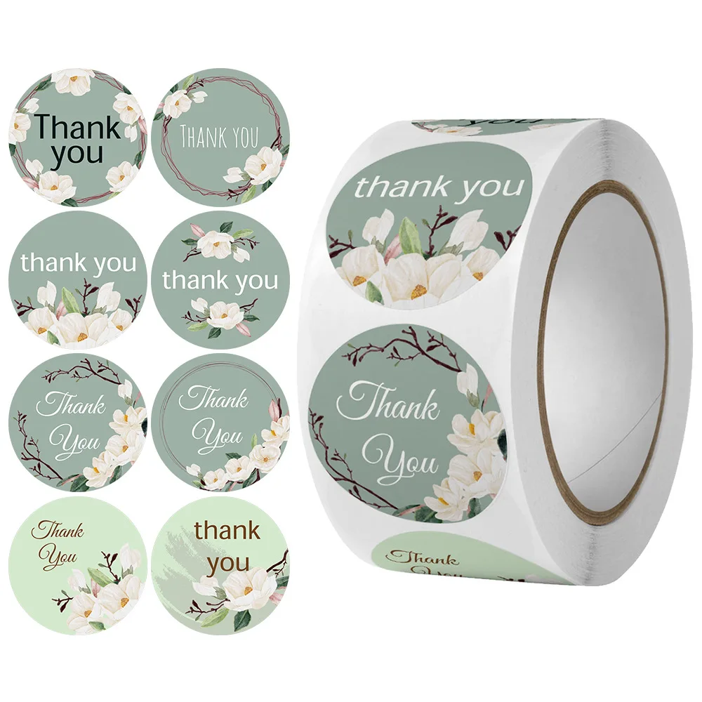 38mm Flowers Thank You Sticker Paper Labels Reward Scrapbooking Stickers  Wedding Party Decor Envelope Seals Stickers