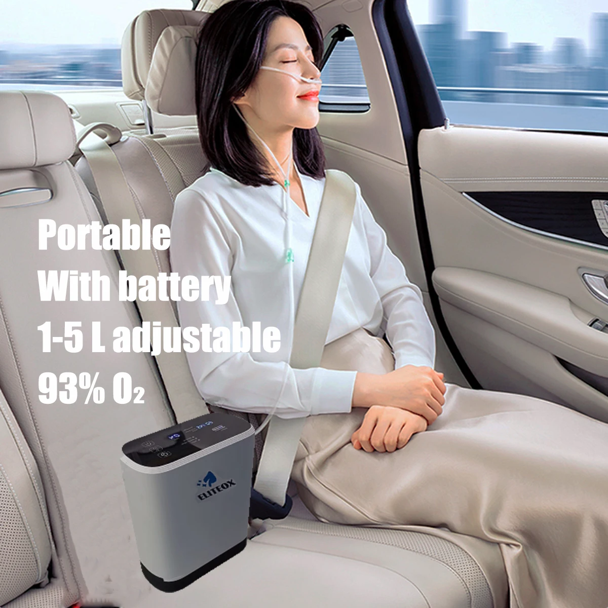 Portable Oxygen Concentrator 1-5L 93% for Outdoor Sport Travel Use with Battery Rechargeable Oxygenerator Central Device