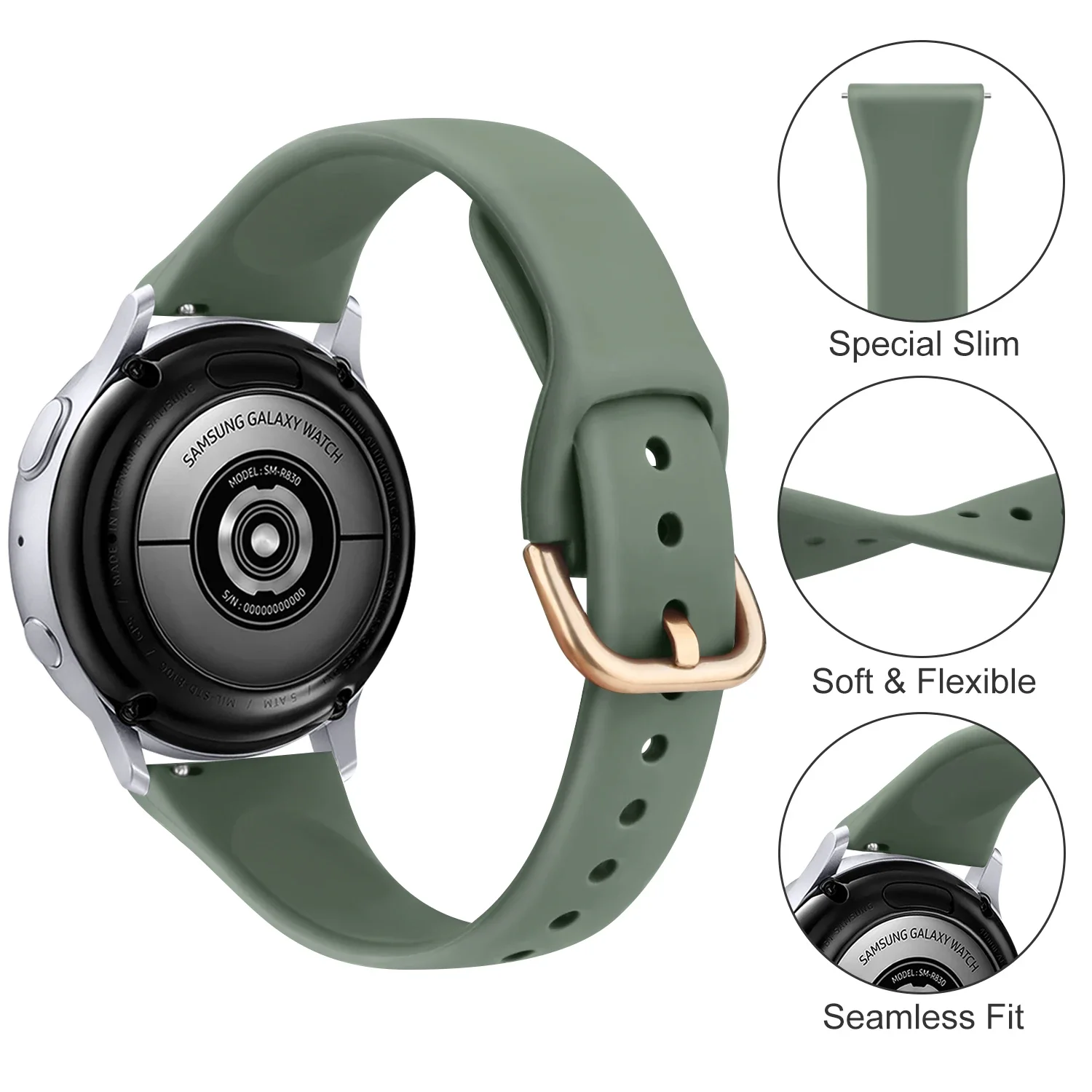 Slim Silicone Watch Band - 20mm Strap