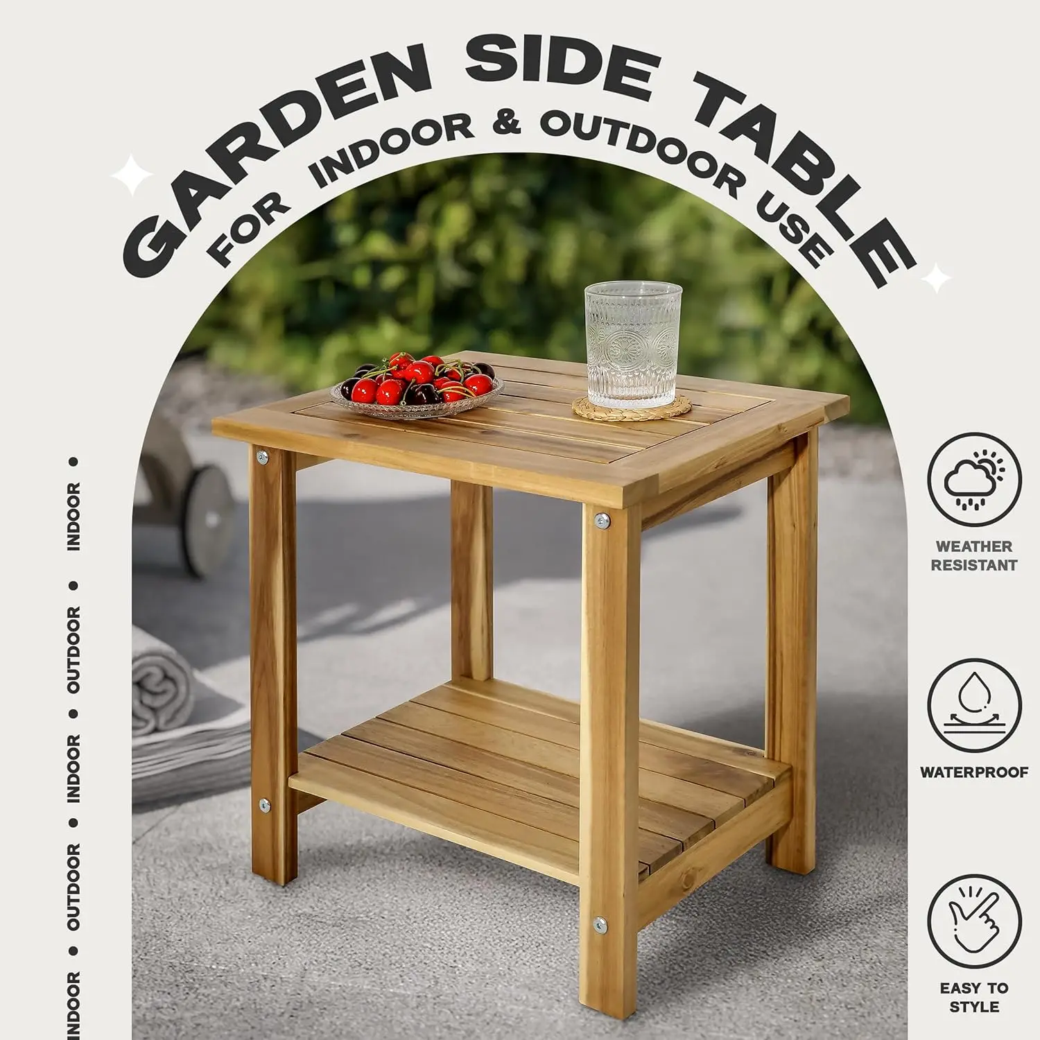 Double Side Table, Weather-Resistant Rectangular End Table for Patio, Lawn Ideal as a Stylish Indoor and Outdoor Table Companion 5
