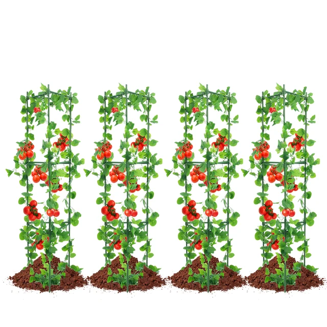 SucceBuy 6 Packs Tomato Cages for Garden Trellis Plant Stakes Suppor for Raised Garden Bed Vegetables Flowers Climbing Plants