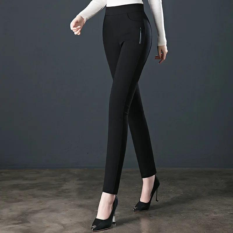 MOJY Women's Autumn and Winter Style High Waist Large Size Tight-fitting High-Elastic Foot Pants Casual Slim Trousers S-6XL