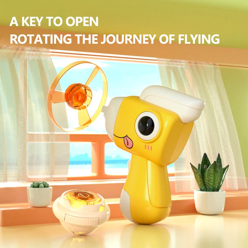 【Best SKU活动价 Guaranteed】 Flying Toys Spinning Disks Indoor Outdoor Bamboo Dragonfly Ejection gyro Launcher Flying Saucer Disc Toys Set Interactive Game.