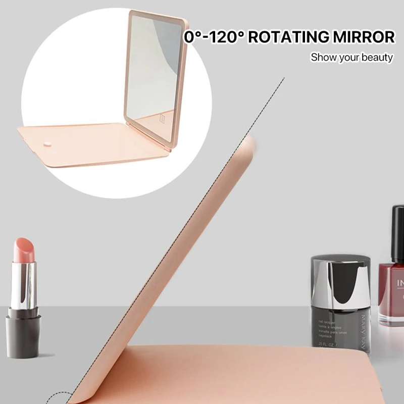 Intelligent Folding LED Make-up Mirror LED Touch Screen Makeup Mirror 180 Degree Rotating Cosmetic USB Charger Stand for