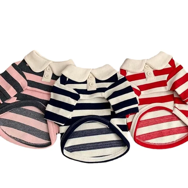 Dog Clothes Schnauzer Teddy York Shire Polo Shirt Summer Dress Striped Pet T-Shirt Dog Costume Soft Pullover Suit for Dog Puppy 3