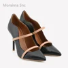 Leather Pointed Toe Stiletto Pumps for Women Elegant Designer Style High Heels Color Blocks Fashion Shallow Women Office Shoes 6