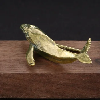 New Solid Brass Whale Figurines Vintage Sea Animal Small Statue Desktop Ornaments Office Decorations Crafts Accessories