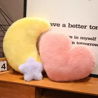 Moon Star Heart Sky Pillow Plush Purple Pink Yellow Fluffy Cushion Decor Sofa Chair Back Support Party Prop Ladies Gift 2