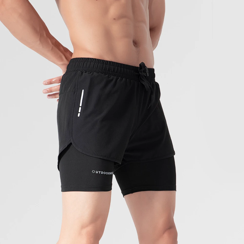 New  Mens Sports Running Shorts Men Gym Sports Shorts 2 In 1 Quick Dry Workout Training Gym Fitness Jogging Short Pants Summer