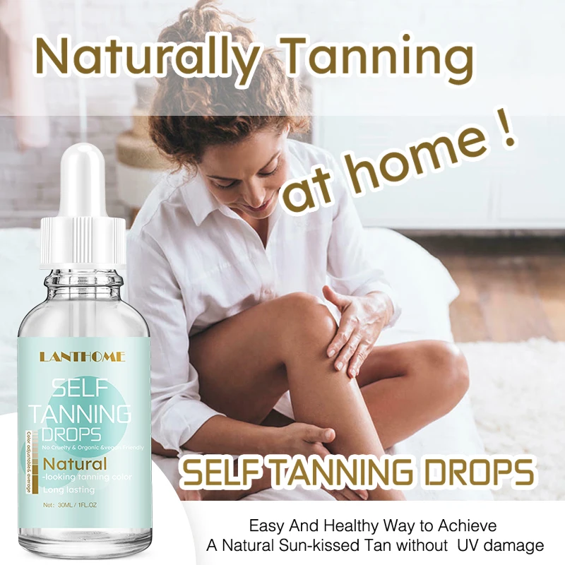 Natural Face Tan Drops Sun Tanning Oil Liquid Dark Self Tanning Serum Drops For Face Body Tropic For Beach Or Surfer