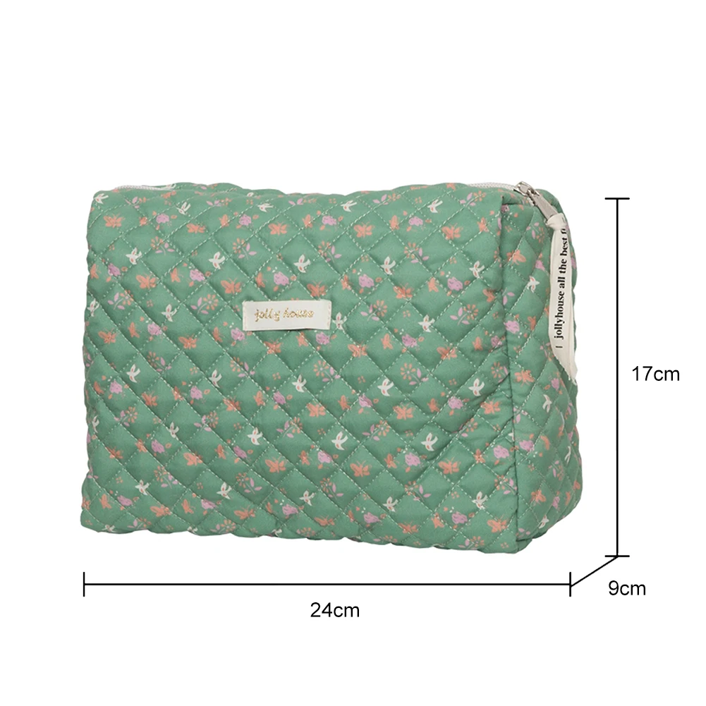 Cute Floral Print Women Makeup Beauty Case Pouch Korea Quilted