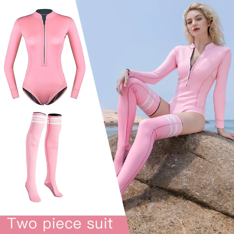 

2mm Diving Suit Sexy Neoprene High Socks Warm Female Snorkeling Swimming Surfing Scuba Free Diving Wetsuit for Women Stretch