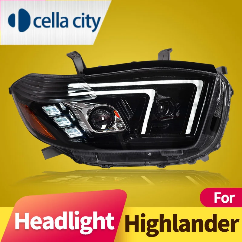 

Headlight Assembly for Toyota Highlander 2009-2011 LED DRL LED Dual Beam Lens LED Sequential Turn Signal LED Lens High Beam
