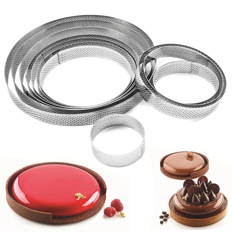 

Stainless Steel Cake Molds Mousse Cake Tart Circle Mold Pizza Dessert DIY Decor Mould Tart Ring Kitchen Baking Tool