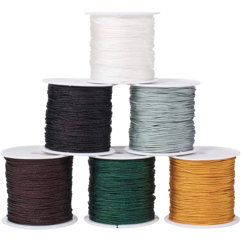 

6 Colors 0.8mm Nylon String Thread, Chinese Knotting Cord Nylon Beading Cord Trim Braided Lift Shade Cord for Kumihimo Macrame