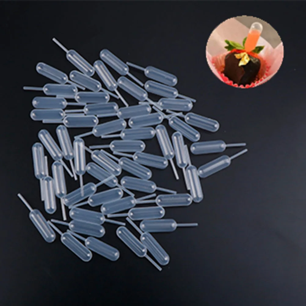 

100pcs 4ml Disposable Pipettes Plastic Squeeze Transfer Pipettes For Strawberry Cupcake Ice Cream Chocolate Dropper For Lab