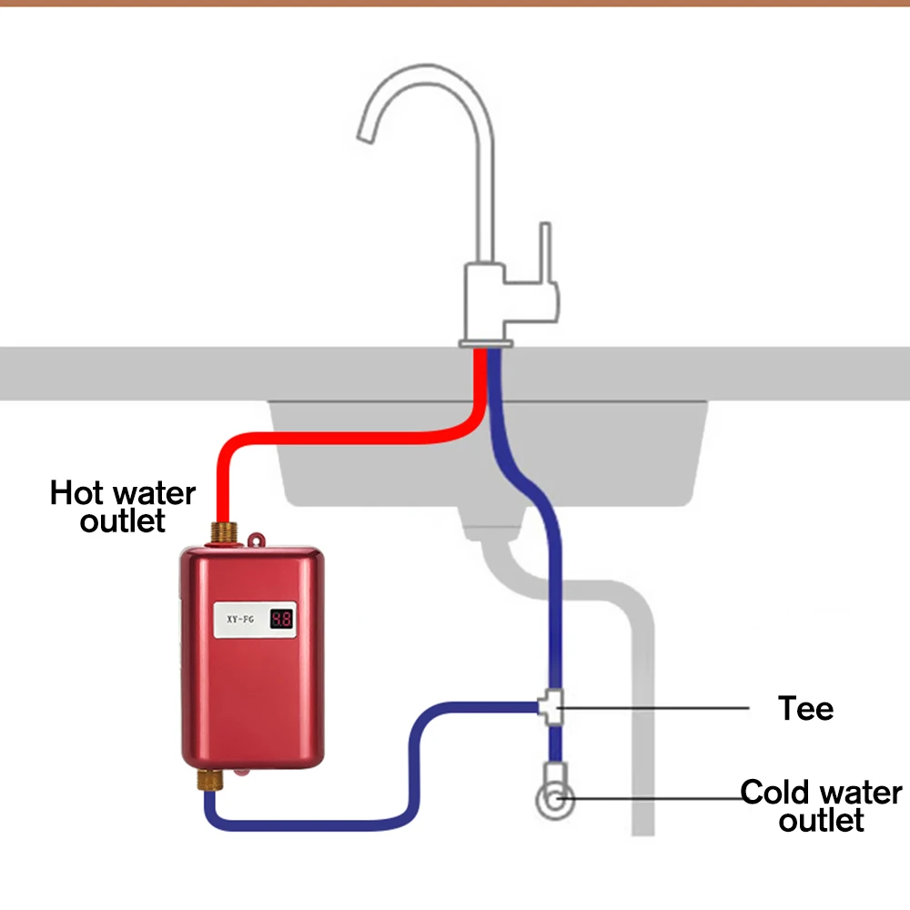 Electric Water Heater Instantaneous Tankless Instant Hot Water Heater Kitchen Bathroom Shower Flow Water Boiler 110V/220V
