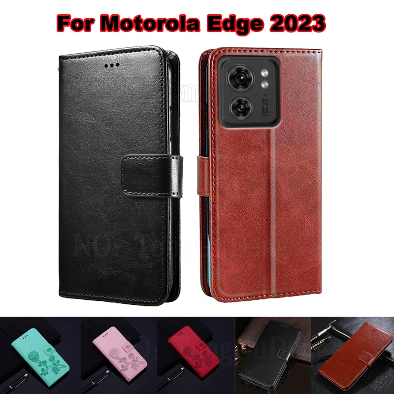 

Vintage Wallet Cover For Funda Motorola Edge 4 2023 Case Leather Capa Phone Coque For Carcasas Motorola Edge (2023) Mujer Hoesje