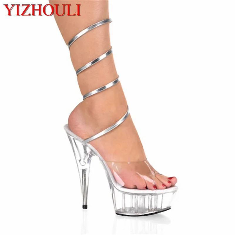 

Clear Crystal 15CM Sexy Super High Heel Platforms Pole Dance/Performance/Star/Model Shoes, Wedding dance shoes