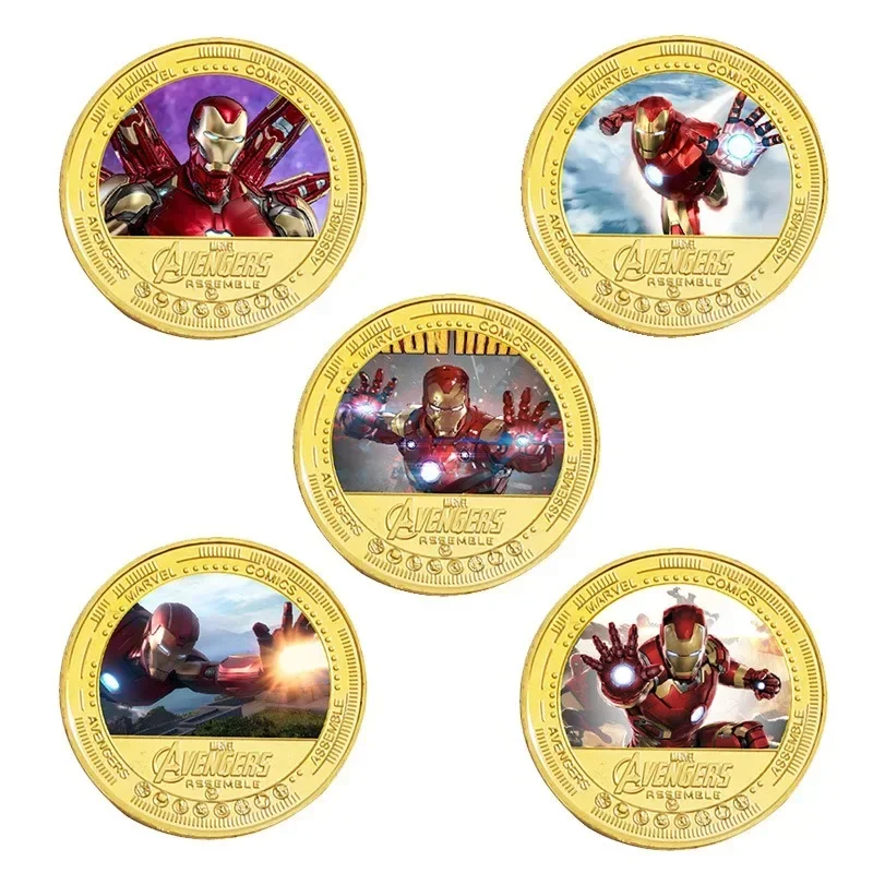 thumbnail image 1 of Moneda conmemorativa de la serie Marvel de Disney, figuras de acción de anime, Iron Man, Spider-Man, Thor, adornos conmemorativos geniales para niños, regalos, 1 of 5
