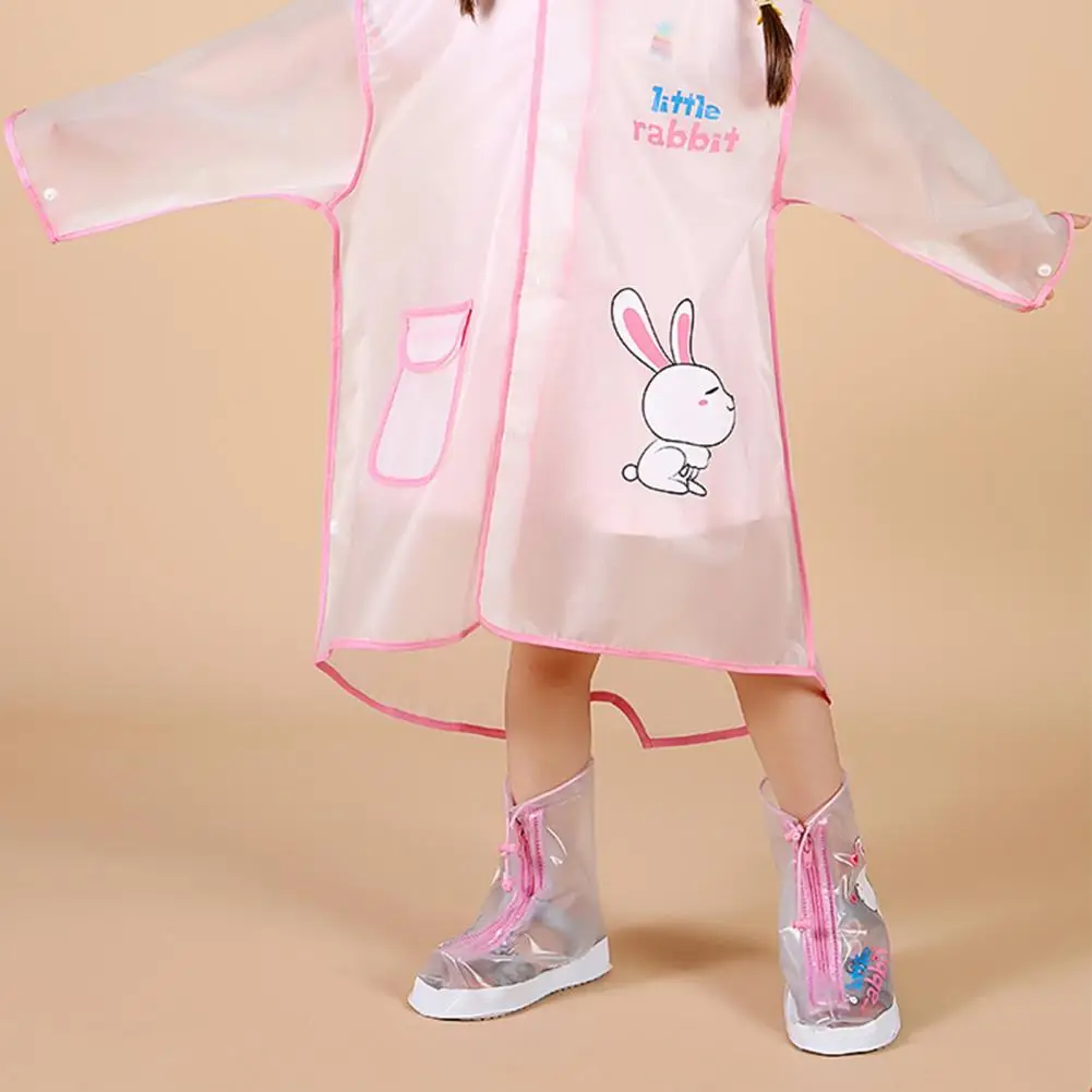 Children Rain Overshoes 1 Pair Wear-resistance Animal Print Non-slip Portable Waterproof for Outdoor